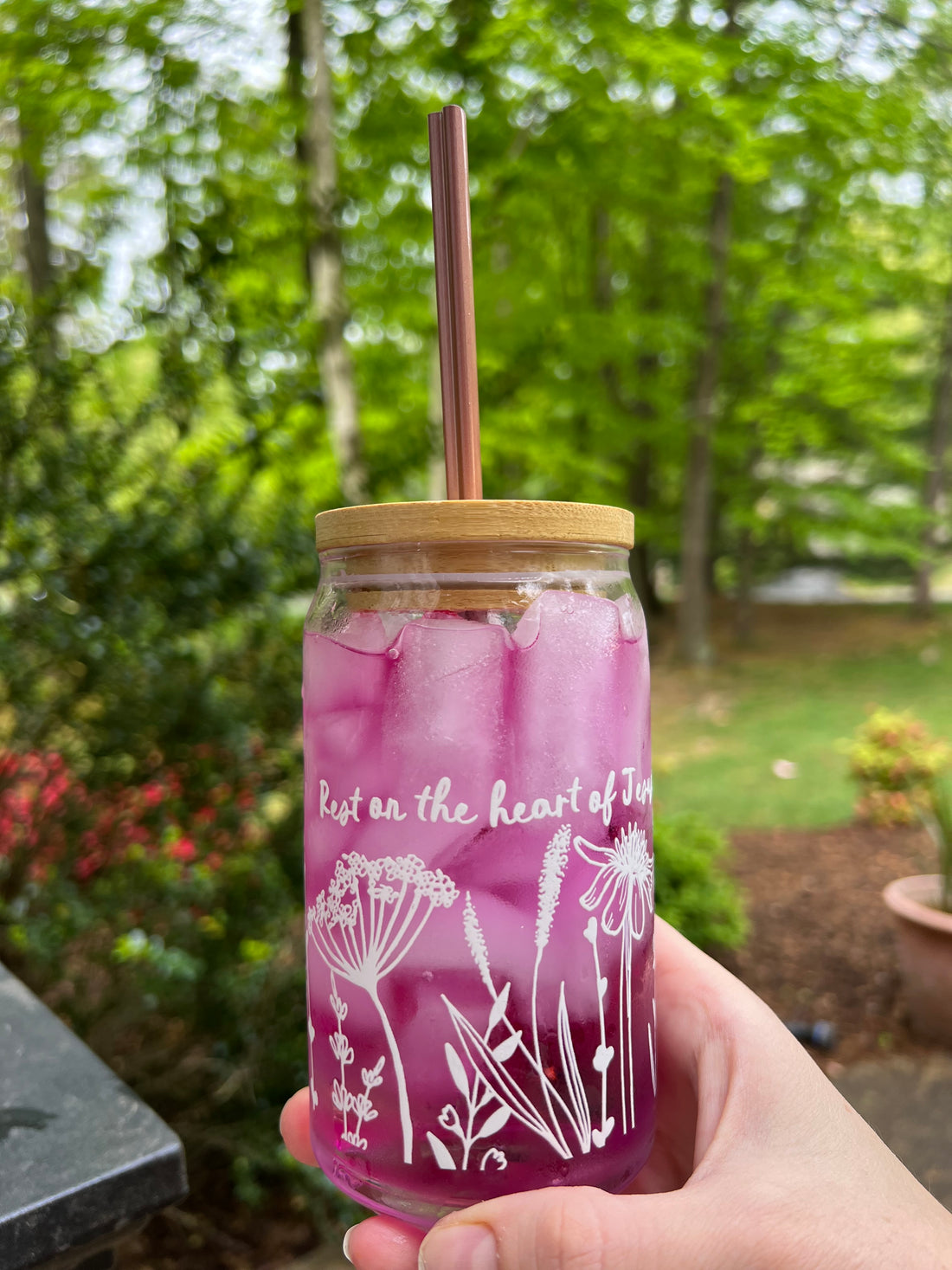 Bamboo Lid + Heart Straw (Pairs with Glass Cans!)