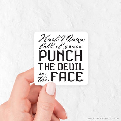 Punch the Devil in the Face Vinyl Sticker
