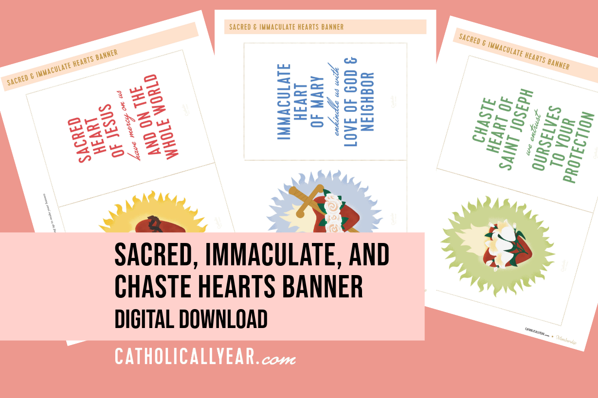 Sacred, Immaculate, and Chaste Hearts Banner {Digital Download}