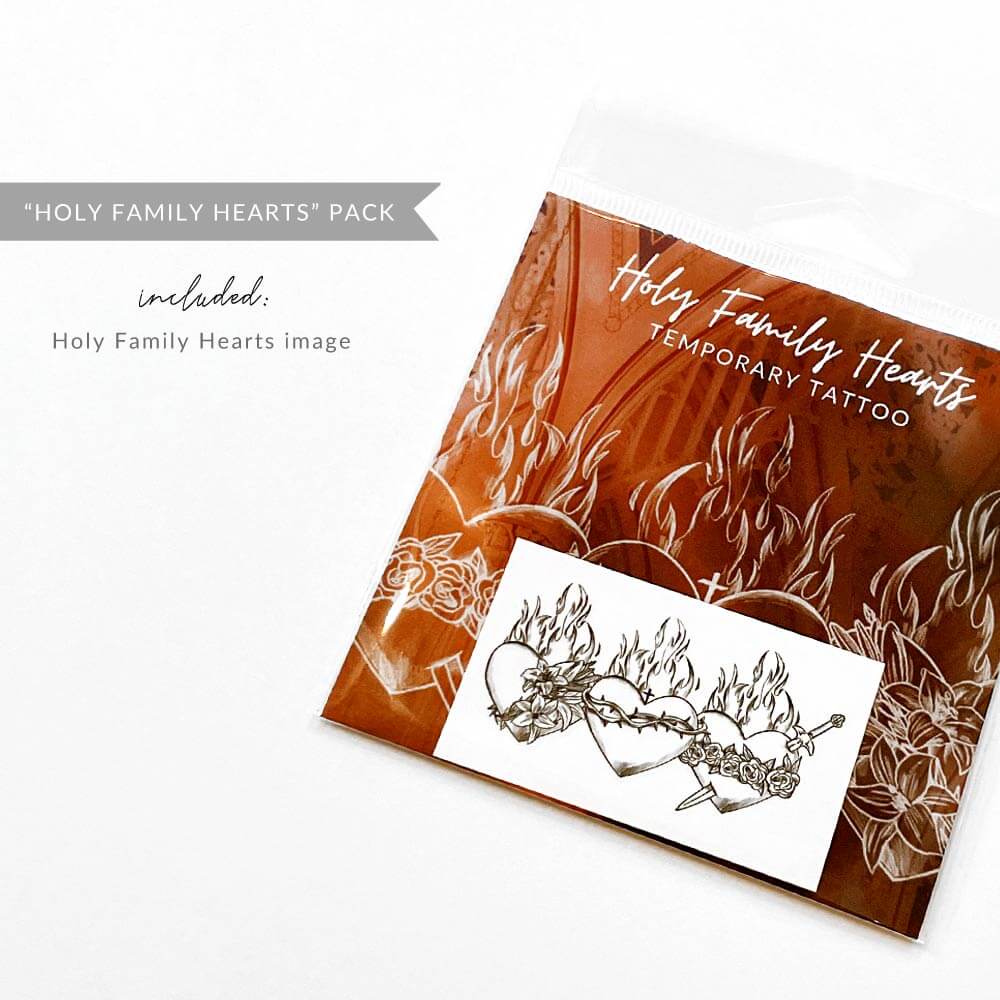 Holy Family Hearts Temporary Tattoo