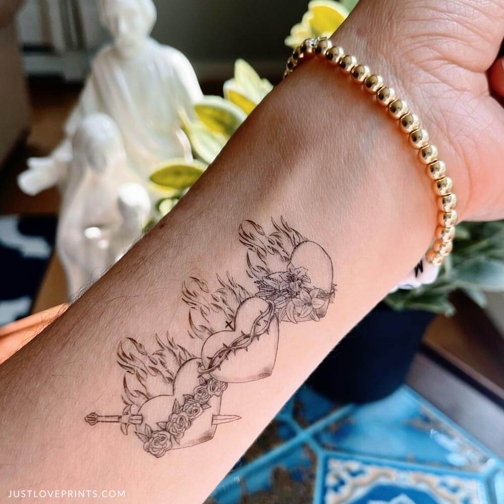 Holy Family Hearts Temporary Tattoo