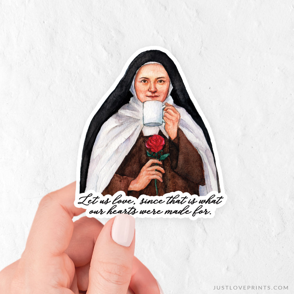St. Thérèse &quot;Sipping with the Saints&quot; Vinyl Sticker