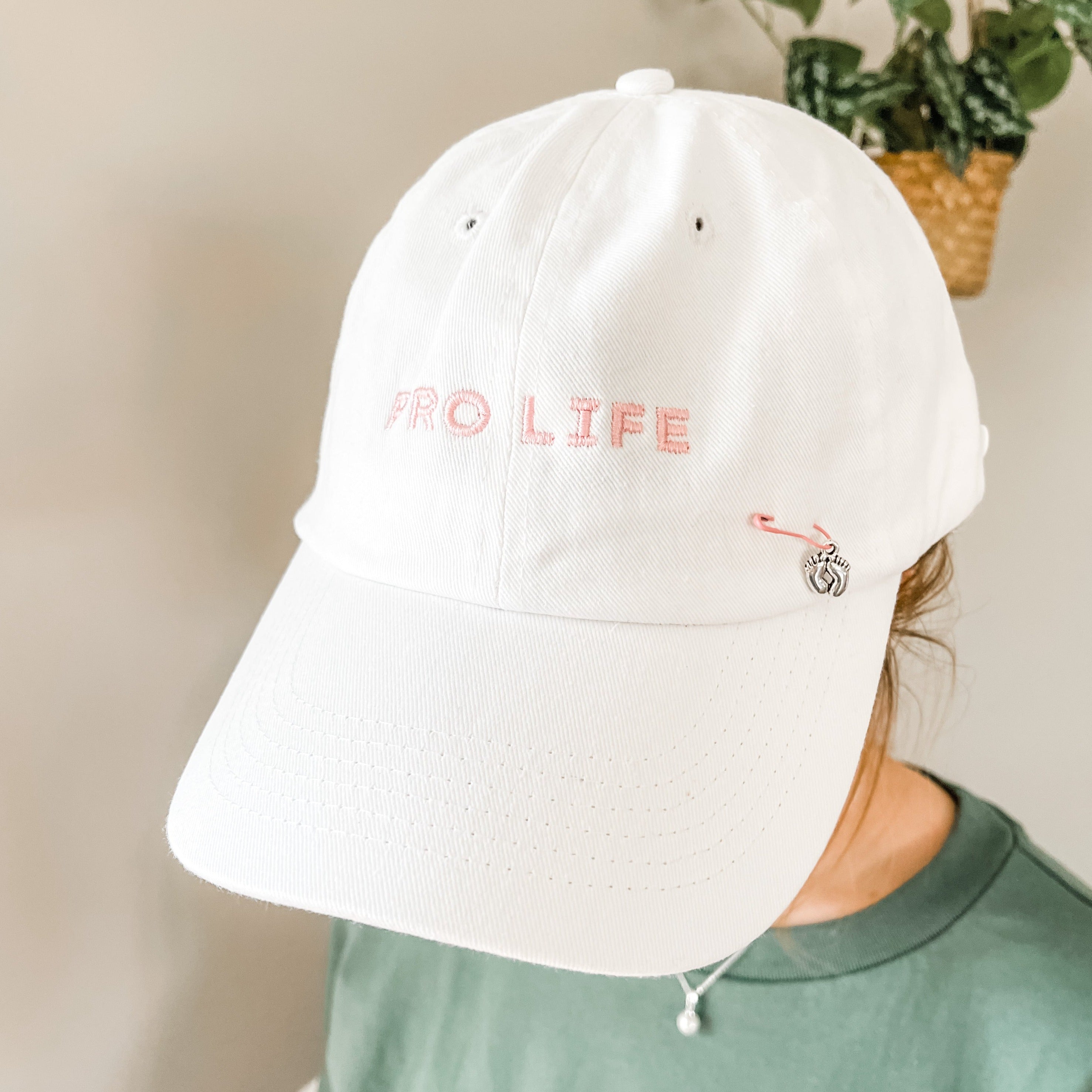 &quot;Pro-life&quot; Hat with Baby Feet Pin