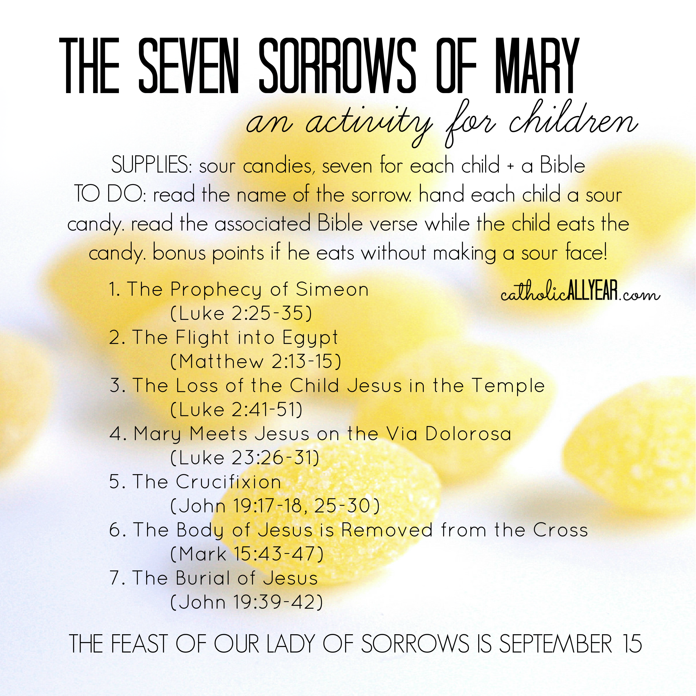 The Seven Sorrows of Mary: an activity for children