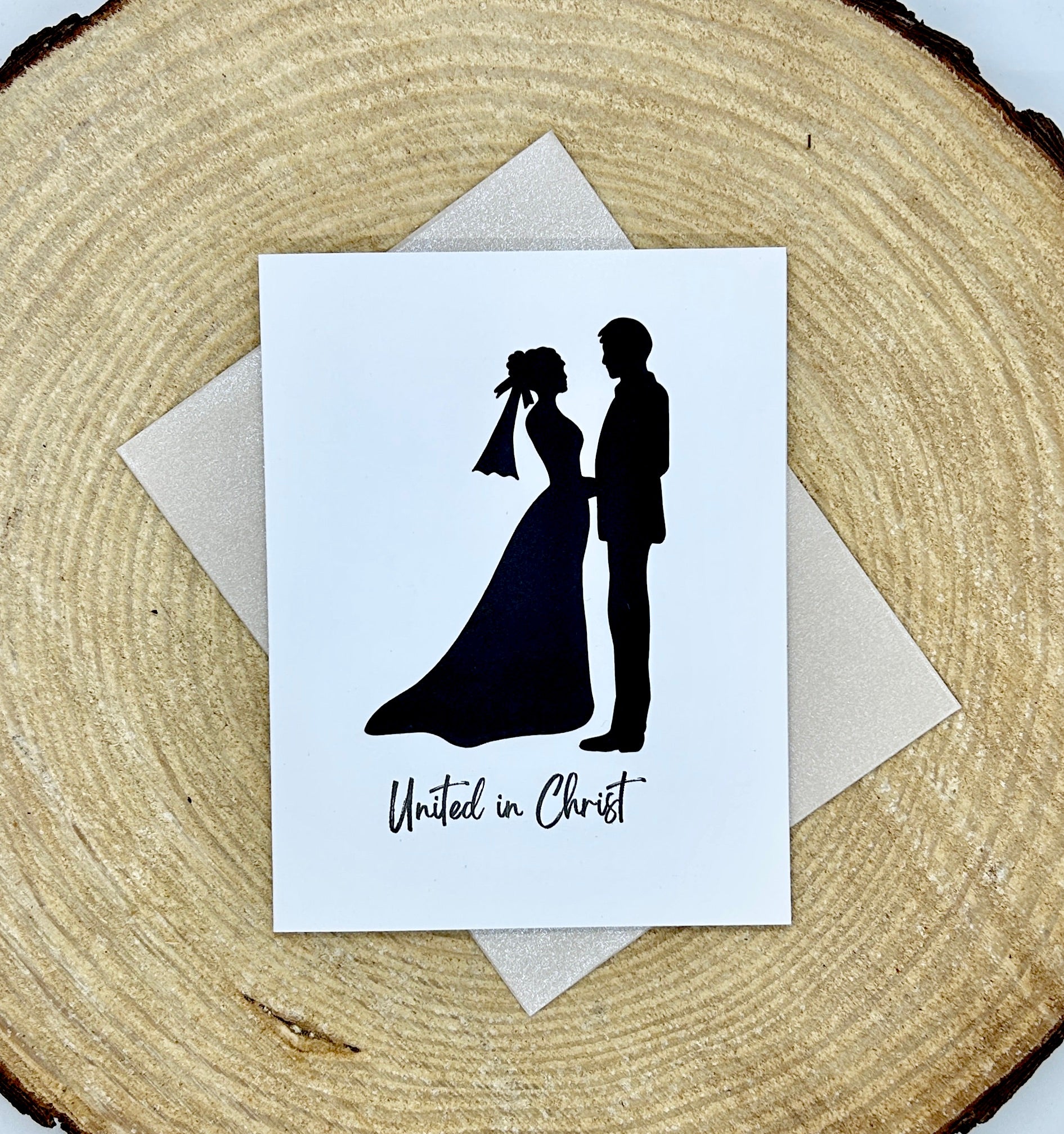 United in Christ Silhouette Wedding Card