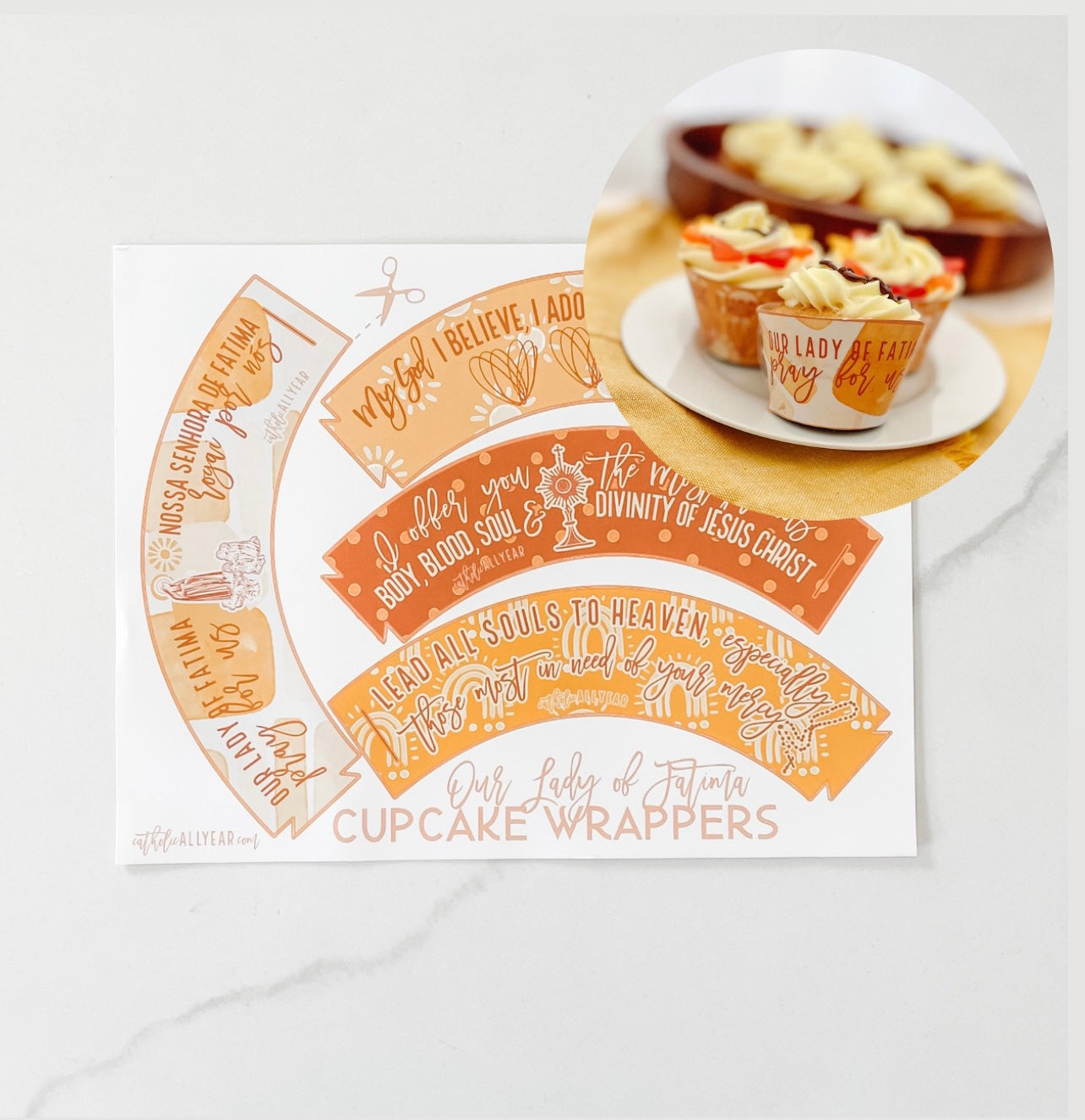 Our Lady of Fatima Cupcake Wrappers
