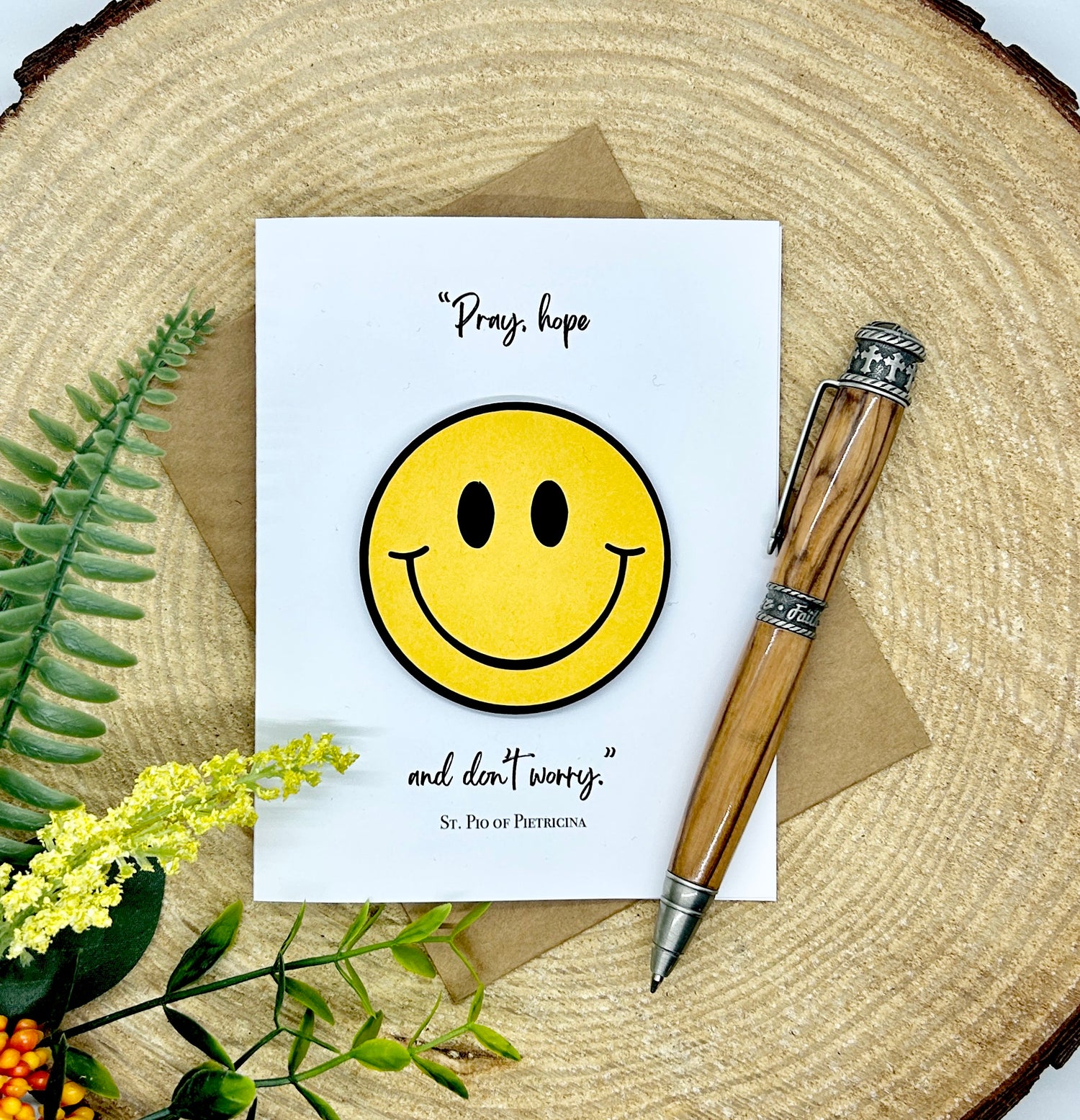 Padre Pio Happy Face Greeting Card