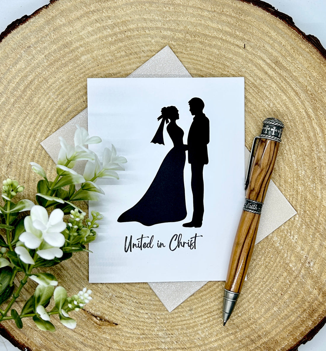 United in Christ Silhouette Wedding Card