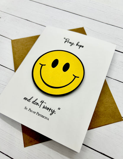 Padre Pio Happy Face Greeting Card