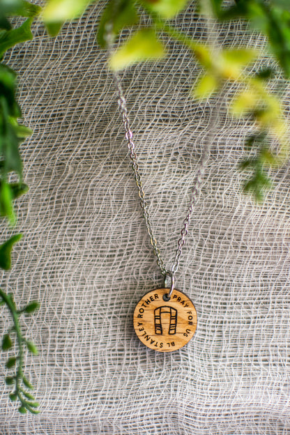 Wooden Saint Medal Necklace