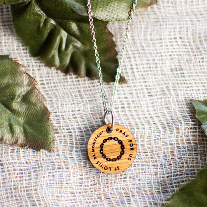 Wooden Saint Medal Necklace