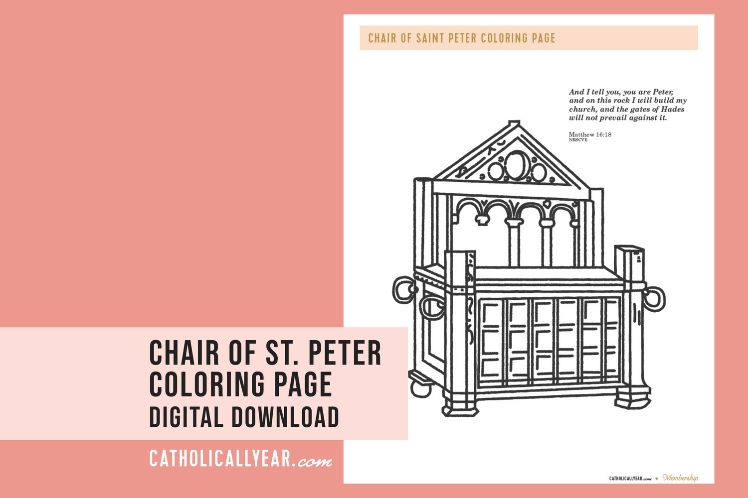 Chair of St. Peter Coloring Page {Digital Download}