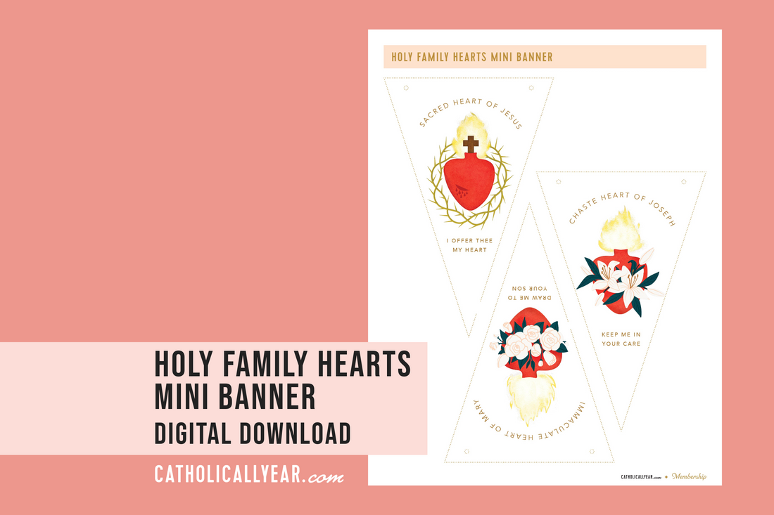 Holy Family Hearts Mini Banner {Digital Download}