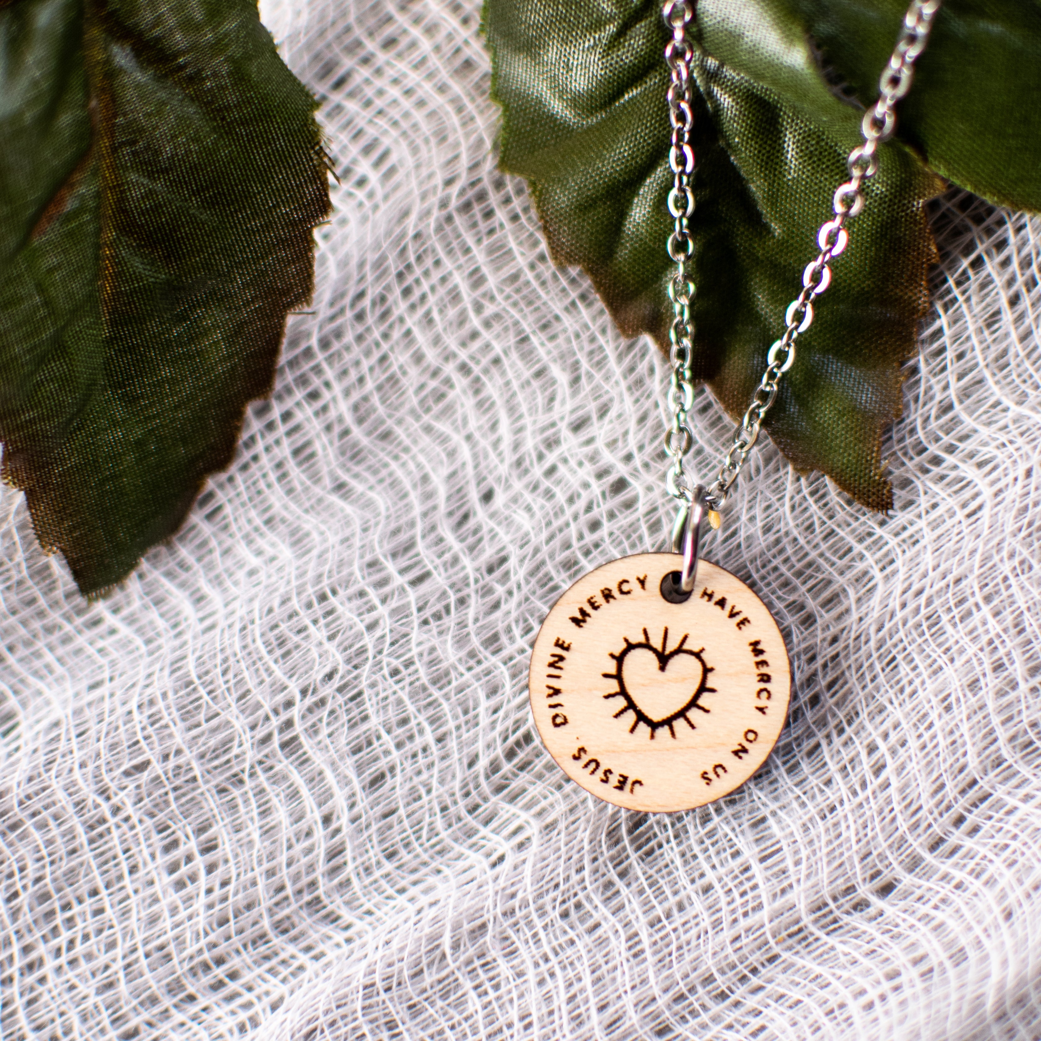 Wooden Devotion Medal Necklace