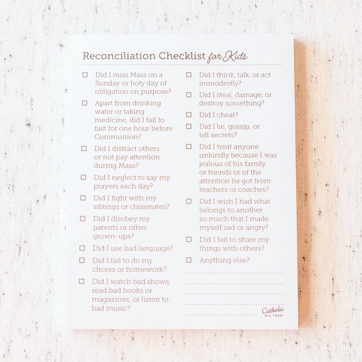 Examination of Conscience Notepad for Children