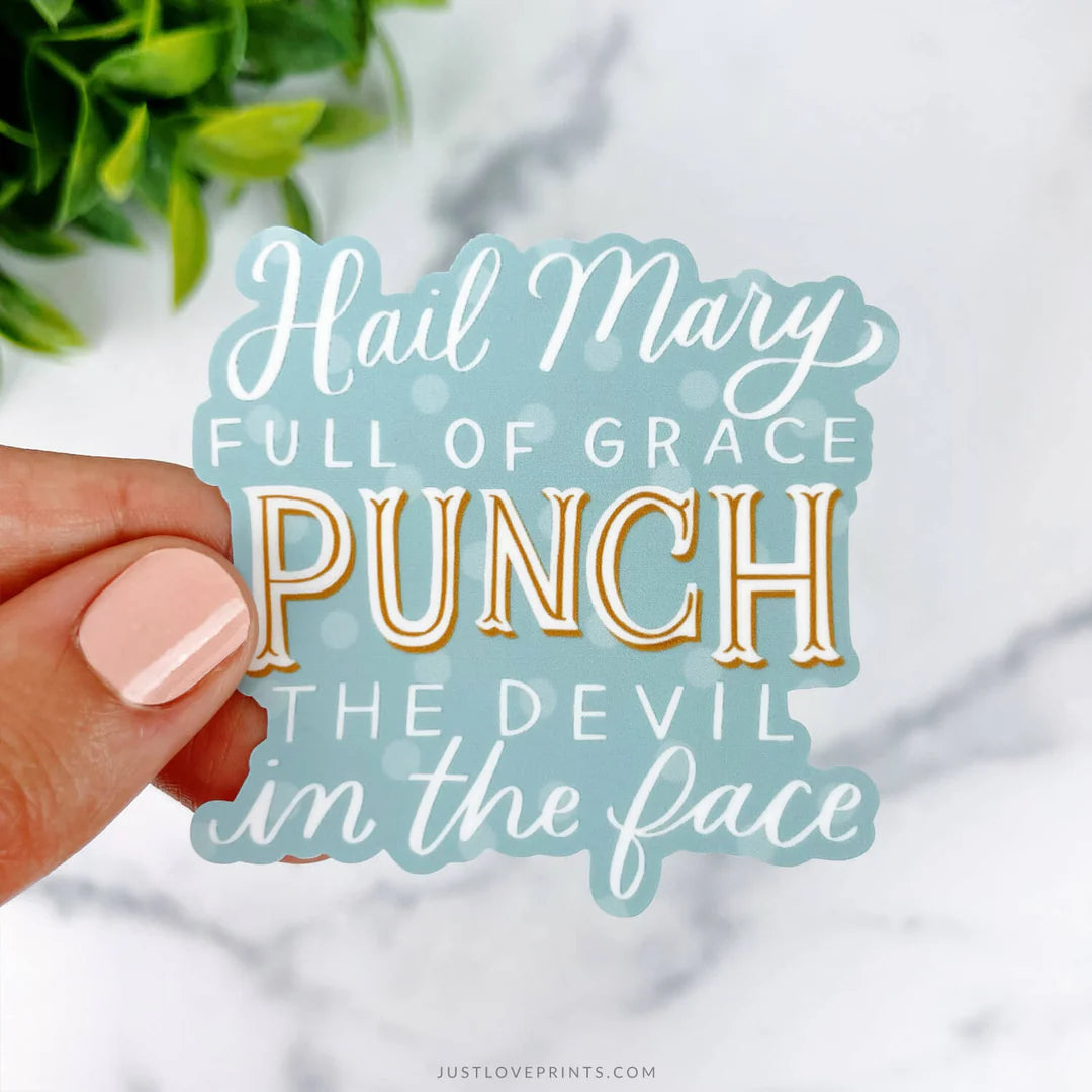 Punch the Devil in the Face Vinyl Sticker