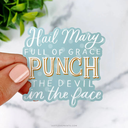 Punch the Devil in the Face Vinyl Sticker