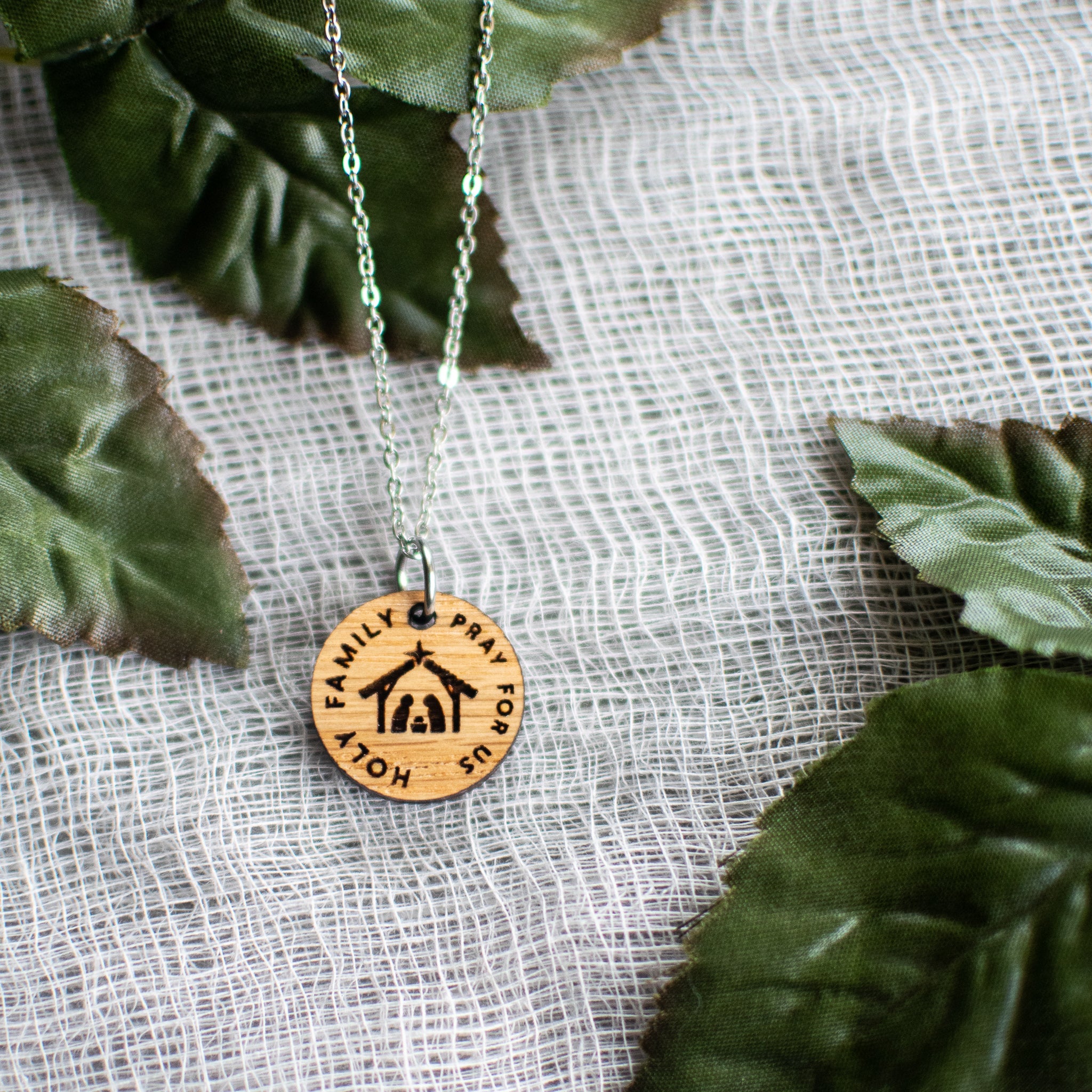 Wooden Devotion Medal Necklace