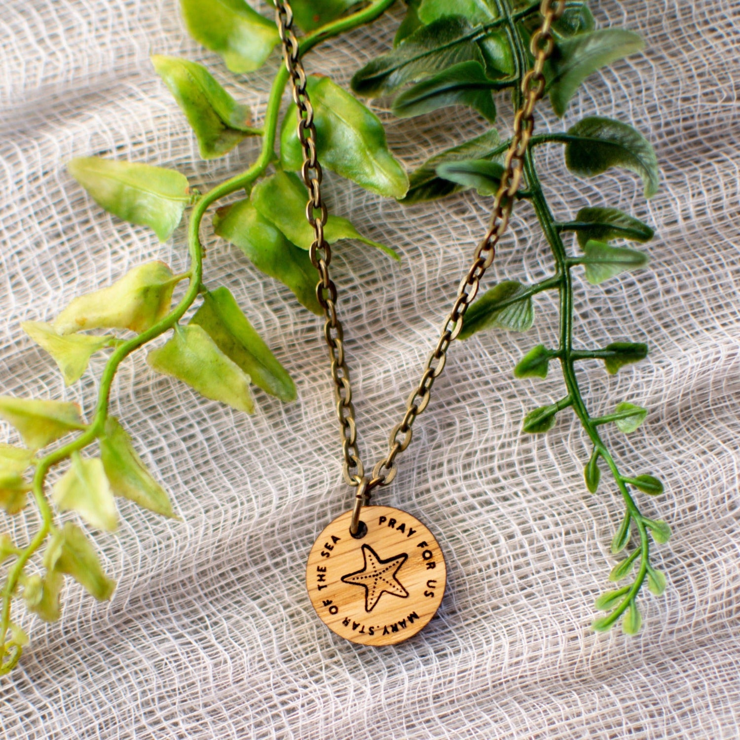 Wooden Devotion Medal Necklace