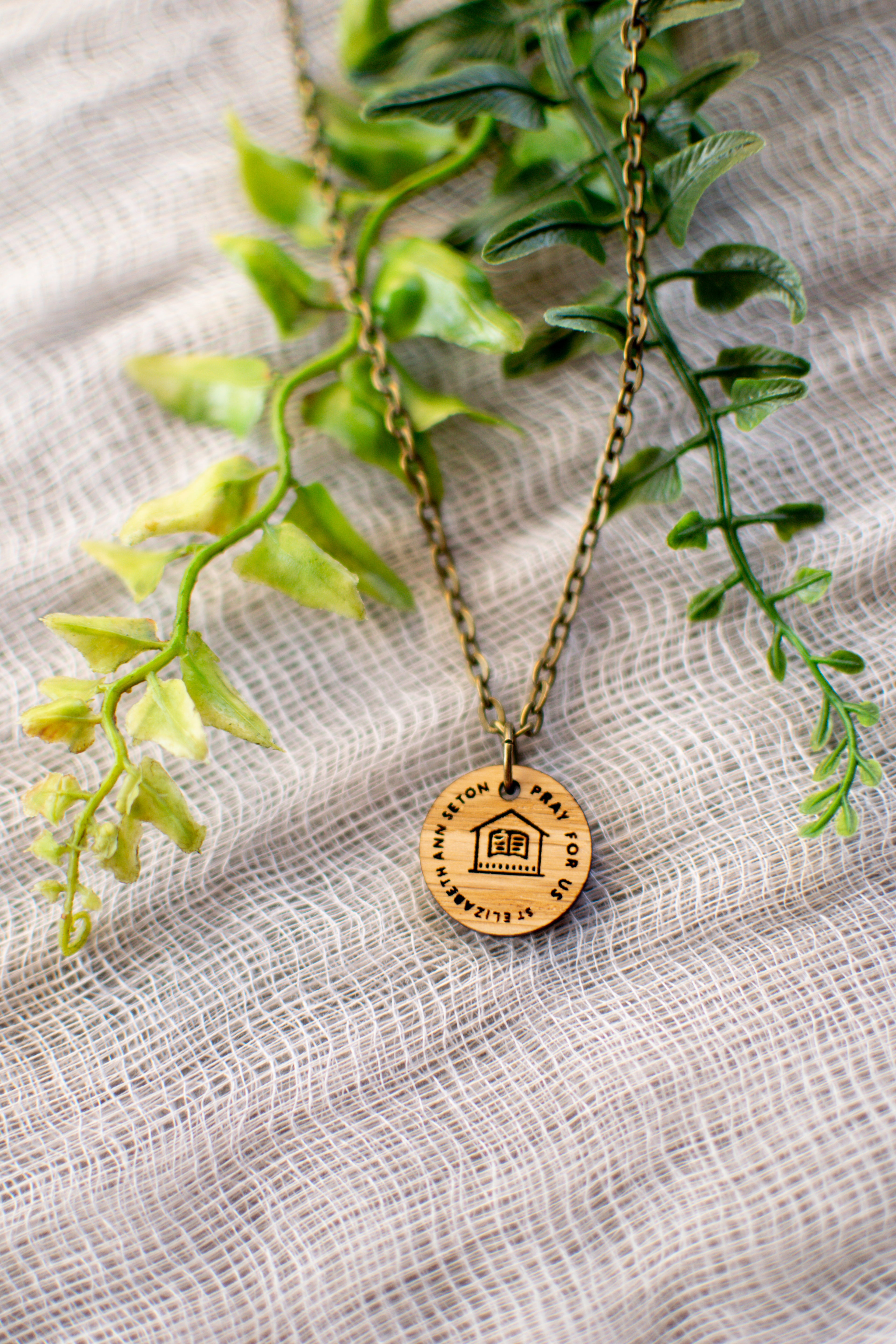 Wooden Saint Medal Necklace