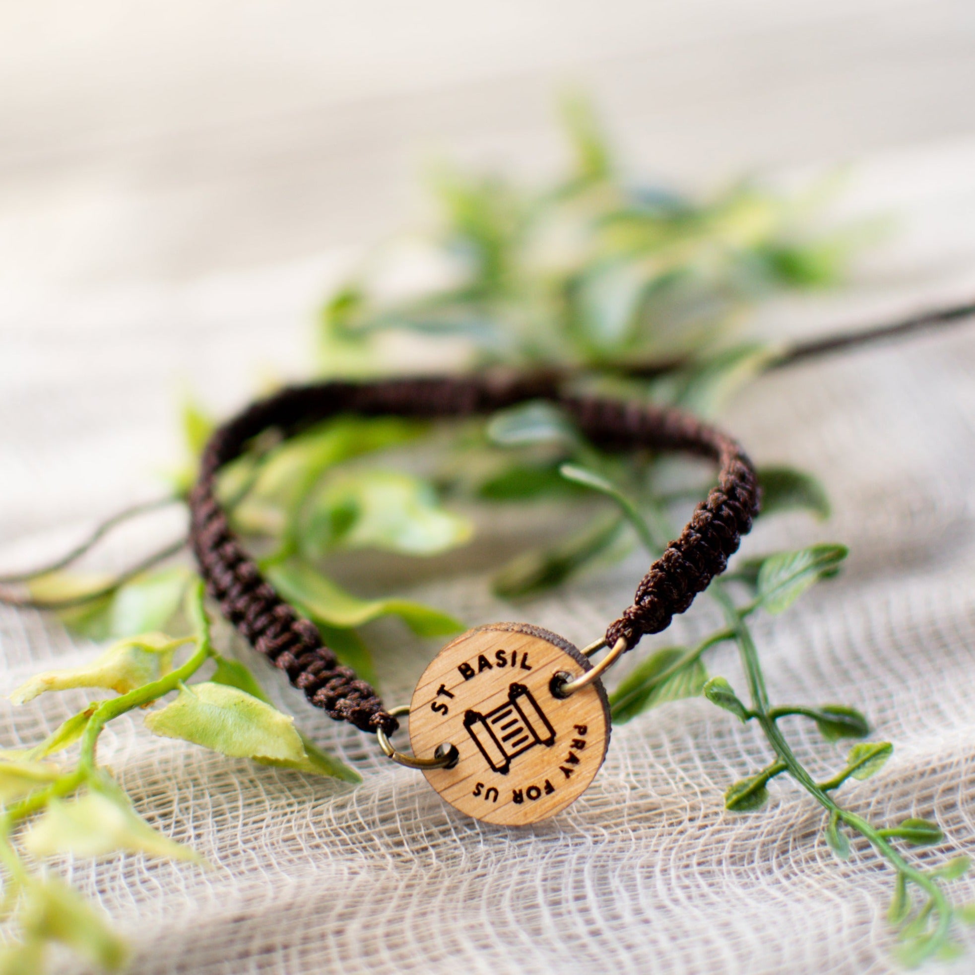 Wooden Saint Medal Bracelet (Adjustable)