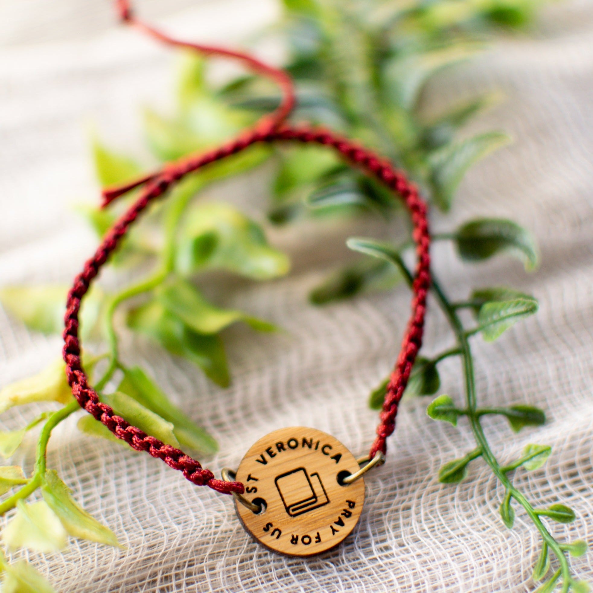 Wooden Saint Medal Bracelet (Adjustable)