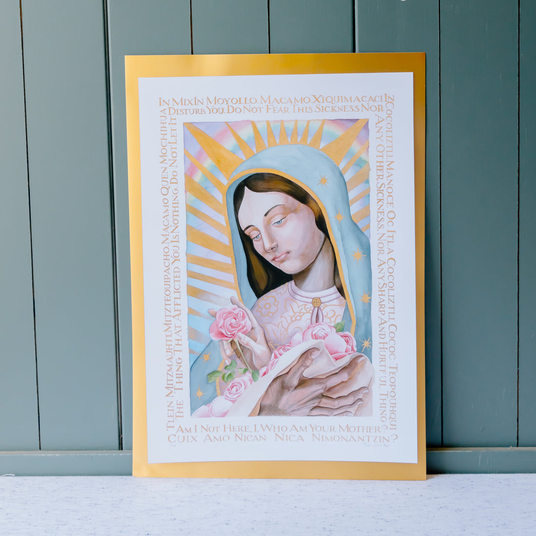 Our Lady of Guadalupe Arranging Flowers Giclee Print - 12”x 18”