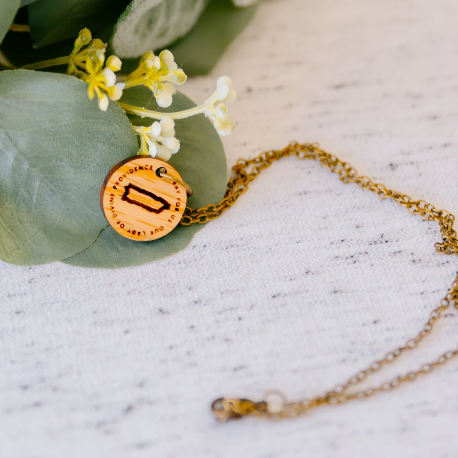 Wooden Devotion Medal Necklace