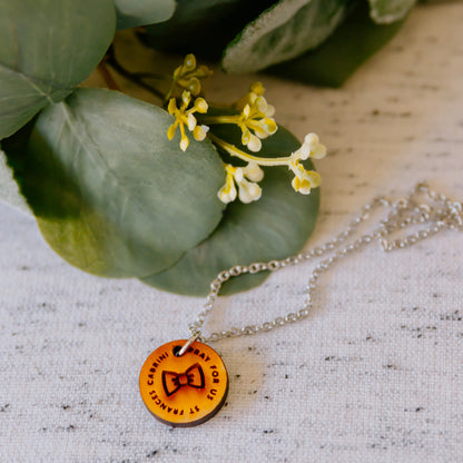 Wooden Saint Medal Necklace