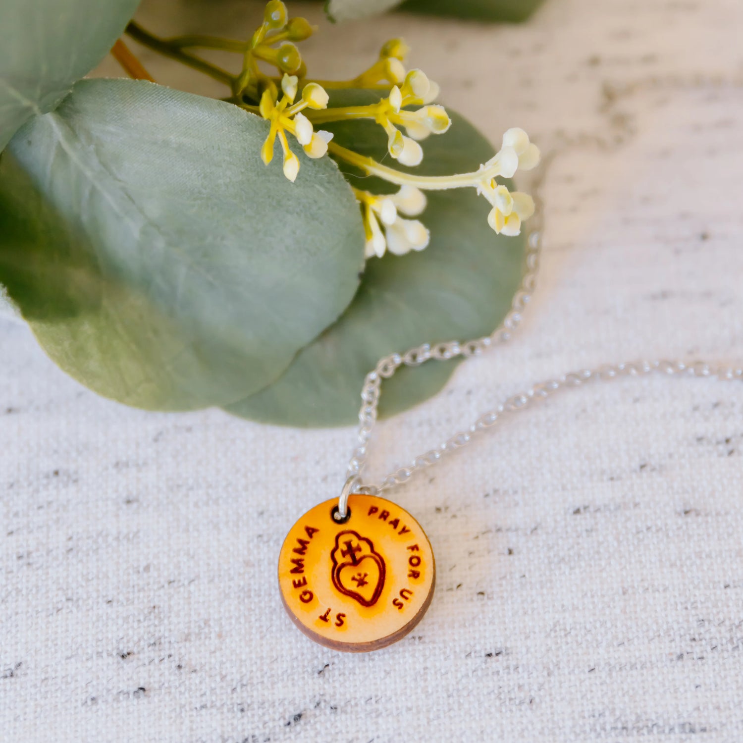 Wooden Saint Medal Necklace