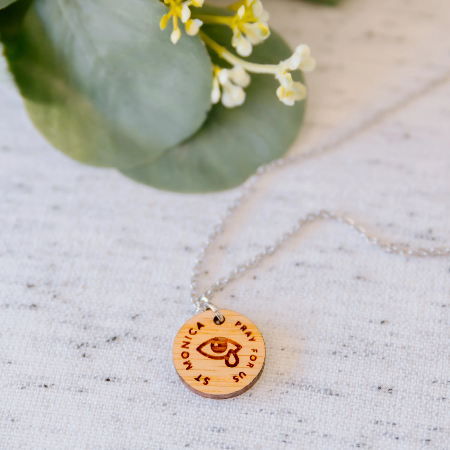 Wooden Saint Medal Necklace