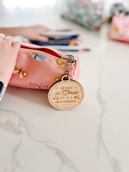 Catholic Pencil Case with Wooden Keychain