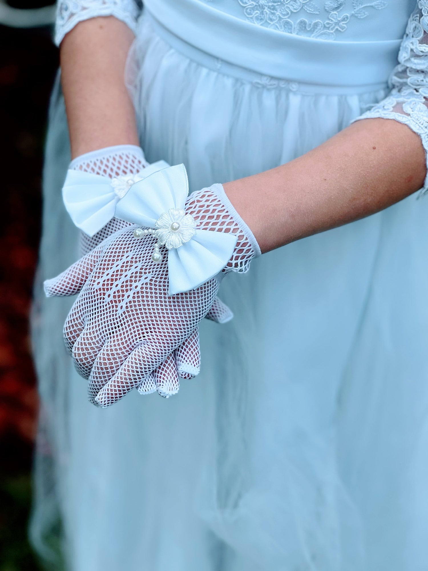 First Communion Set for Girls - Veil, Gloves, &amp; Necklace