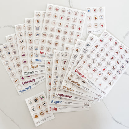 Set of 12 Monthly Calendar Stickers + Liturgical Packs