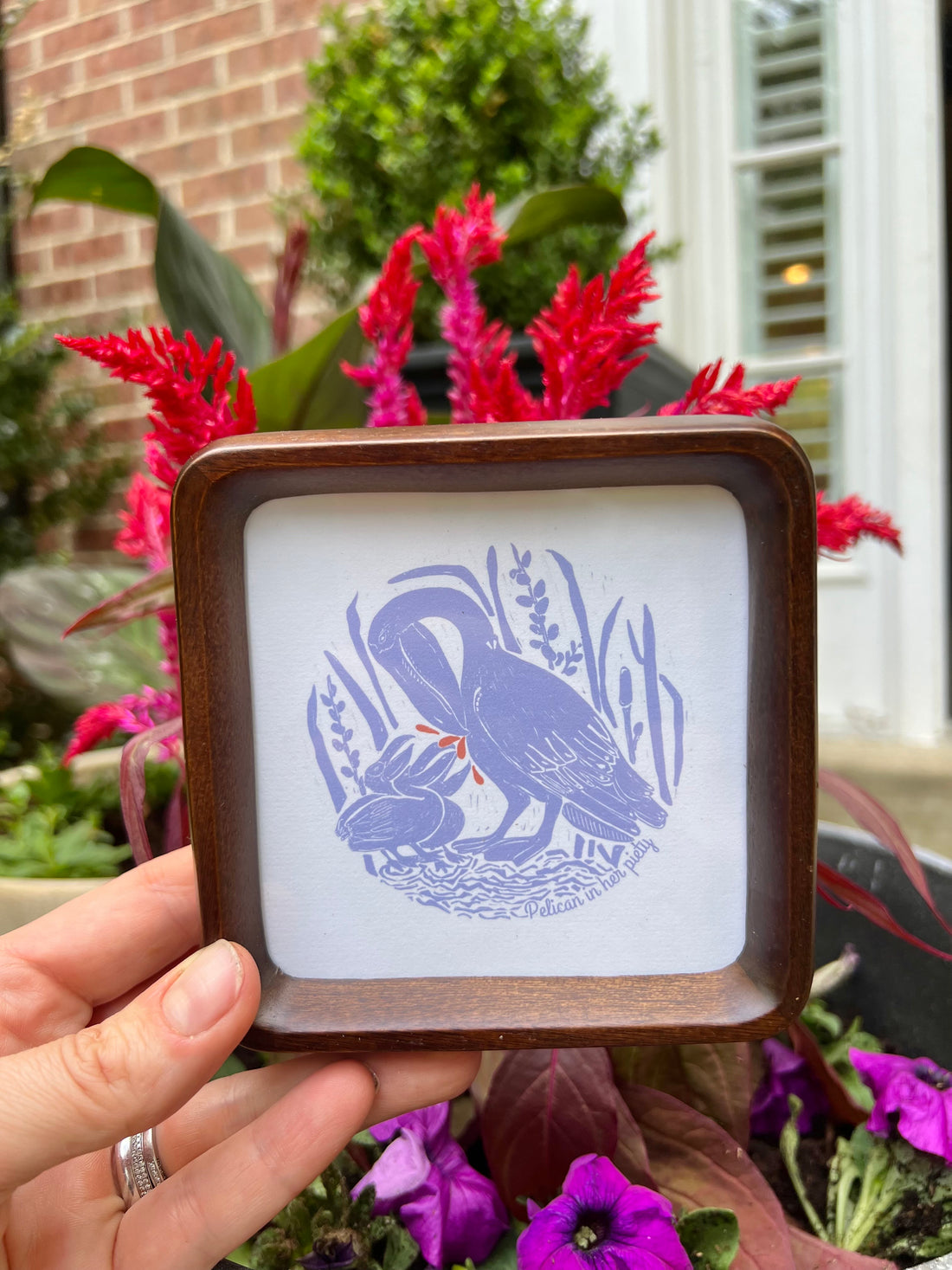 Pelican in Piety Hand-Painted Tiny Framed Art