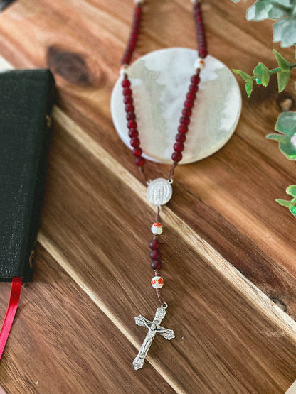 Red Pentecost Floral Rosary