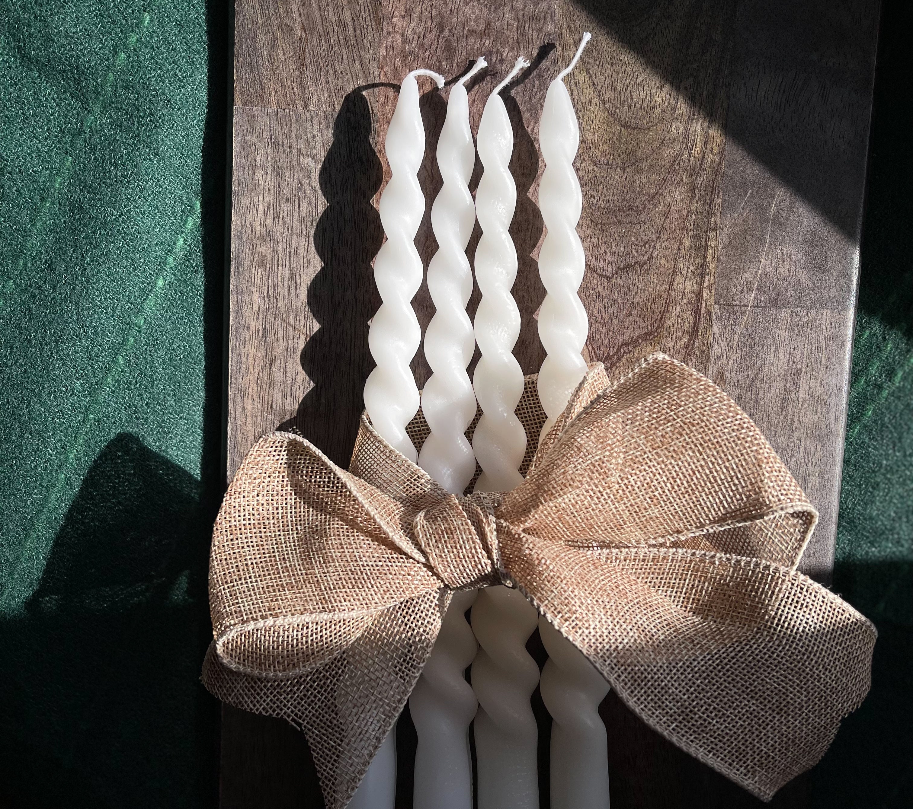 Scented Christmas Beeswax Twisted Taper Candles (Set of 4)