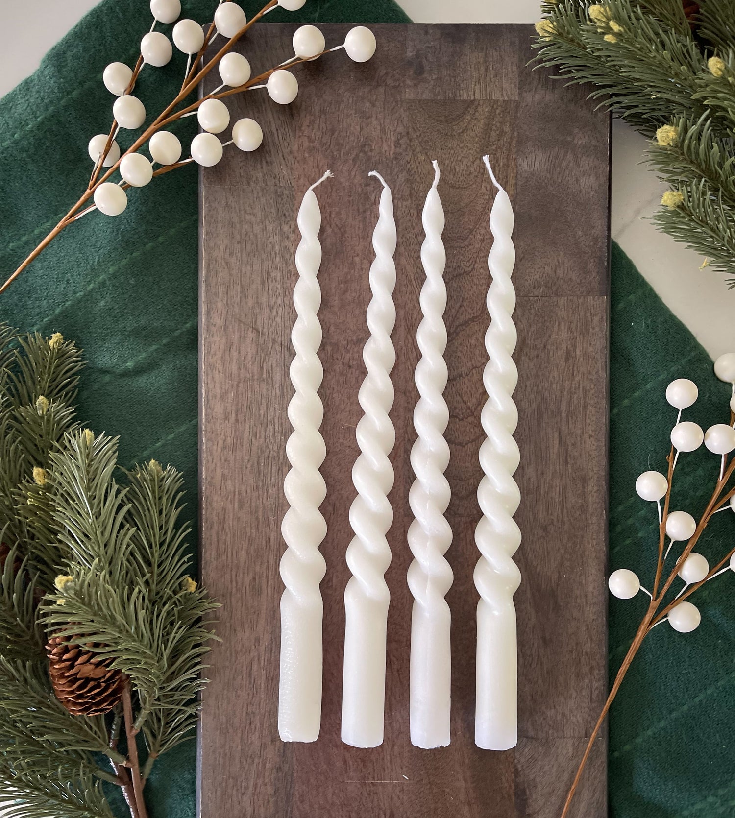 Scented Christmas Beeswax Twisted Taper Candles (Set of 4)