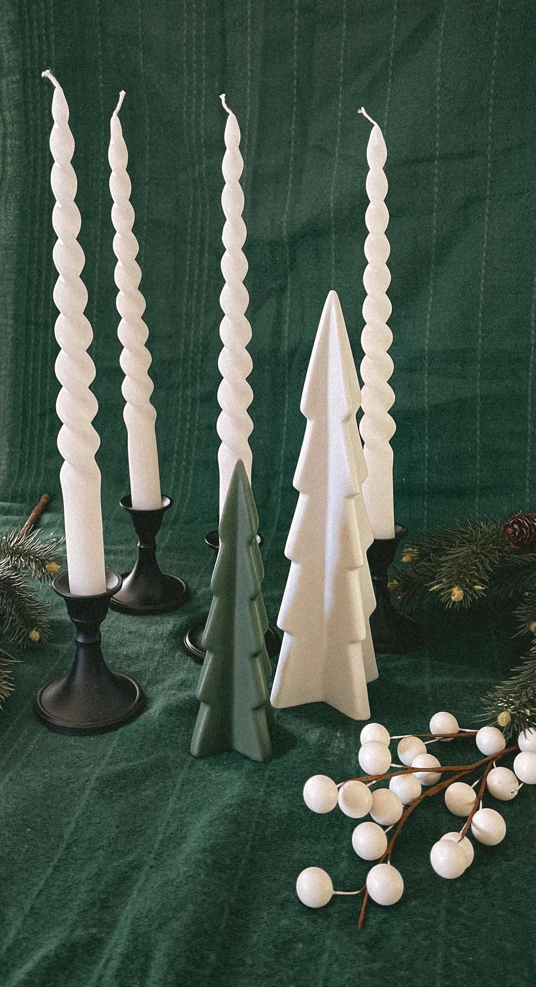 Scented Christmas Beeswax Twisted Taper Candles (Set of 4)