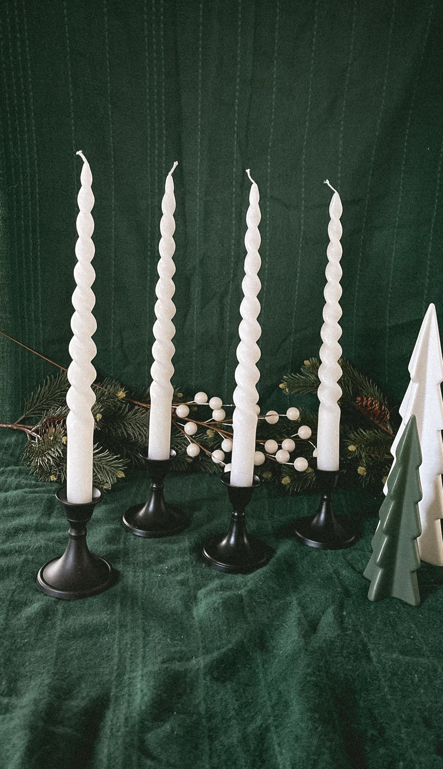 Scented Christmas Beeswax Twisted Taper Candles (Set of 4)