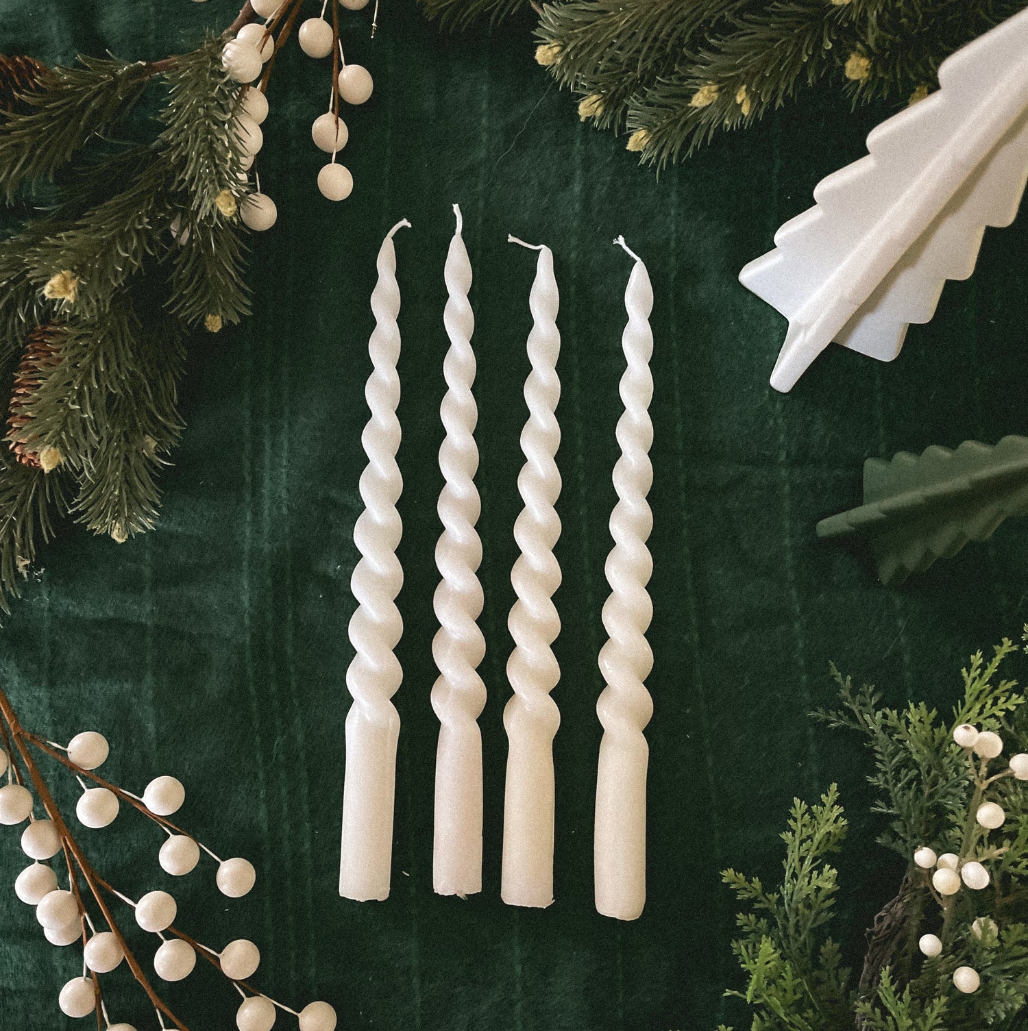 Scented Christmas Beeswax Twisted Taper Candles (Set of 4)