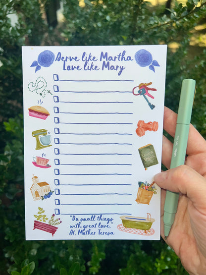 Serve Like Martha/ Love like Mary Notepad