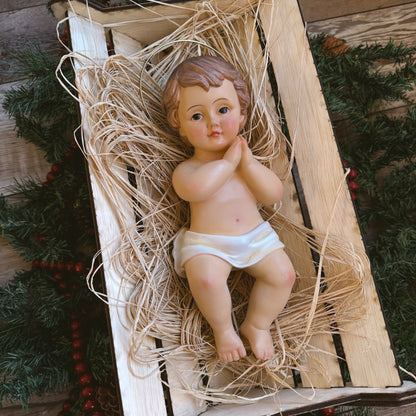 Mega Wooden Manger with Straw + Baby Jesus