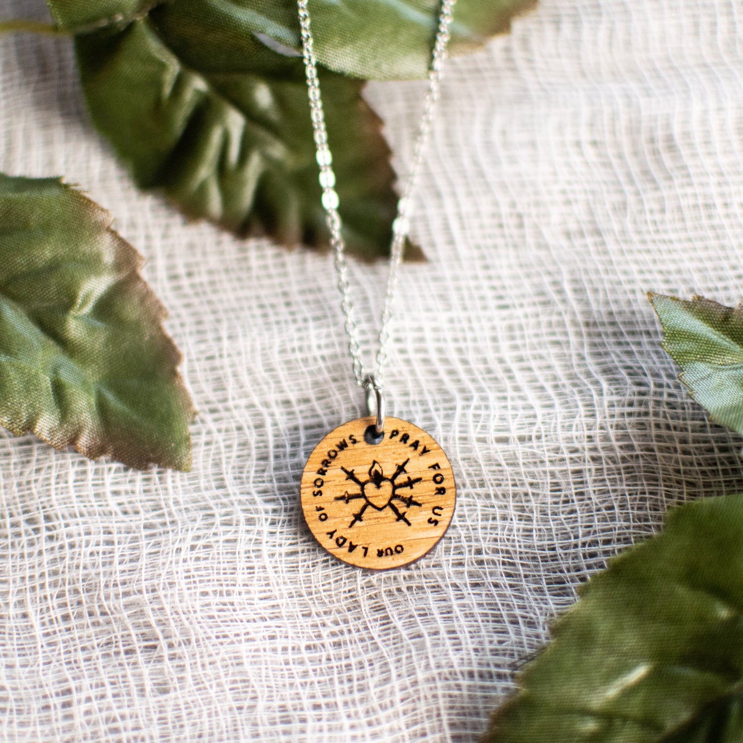 Wooden Devotion Medal Necklace