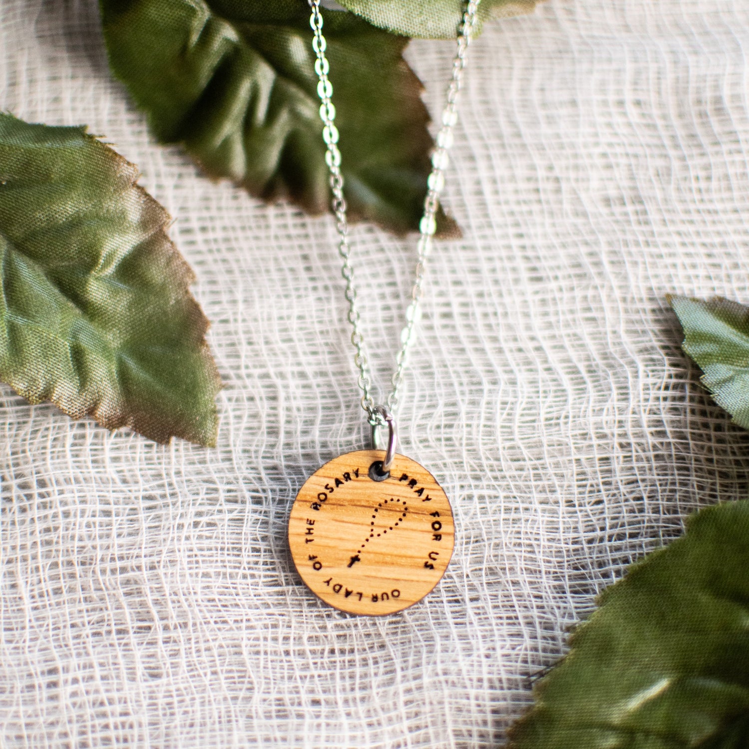 Wooden Devotion Medal Necklace