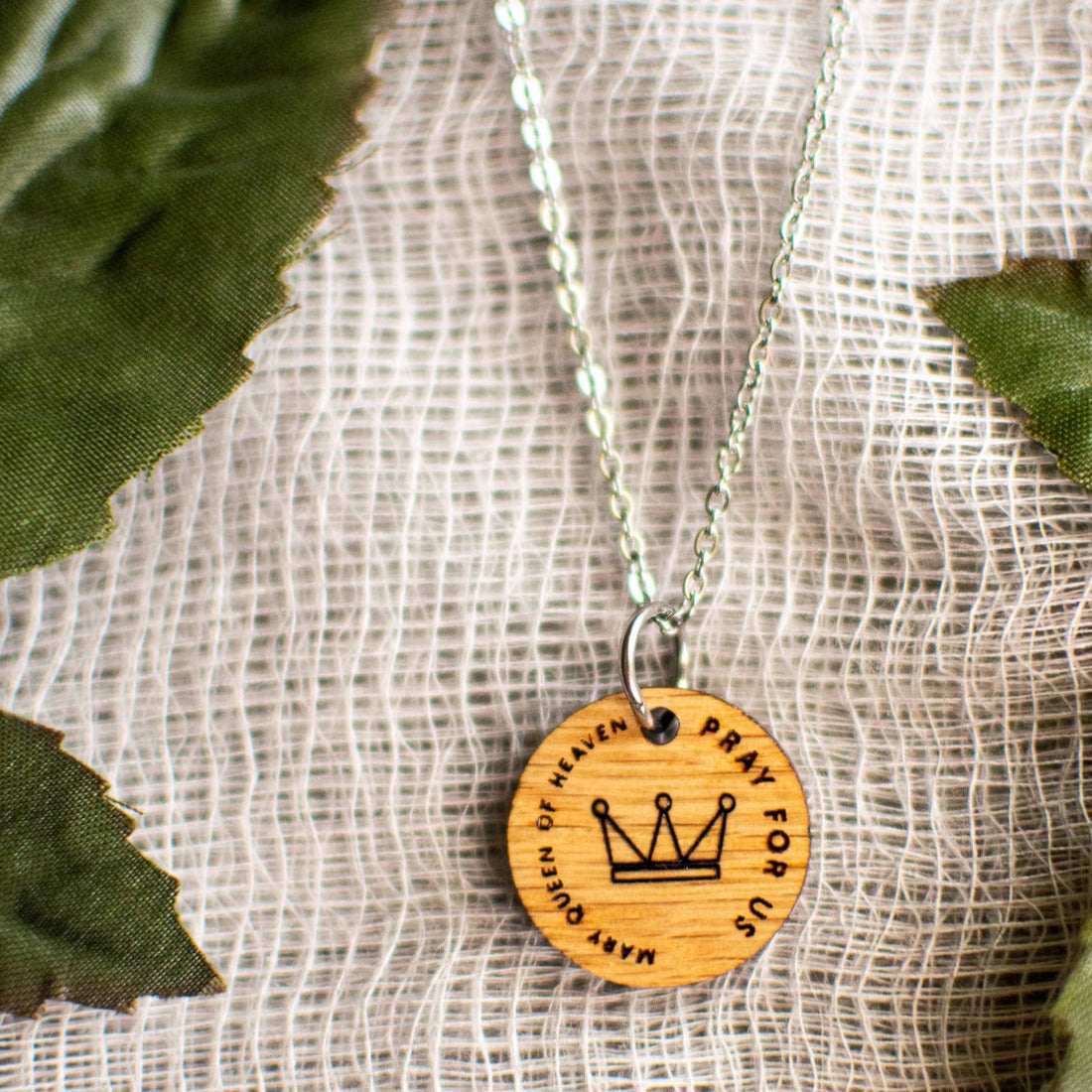 Wooden Devotion Medal Necklace