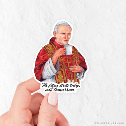 St. John Paul II &quot;Sipping with the Saints&quot; Vinyl Sticker
