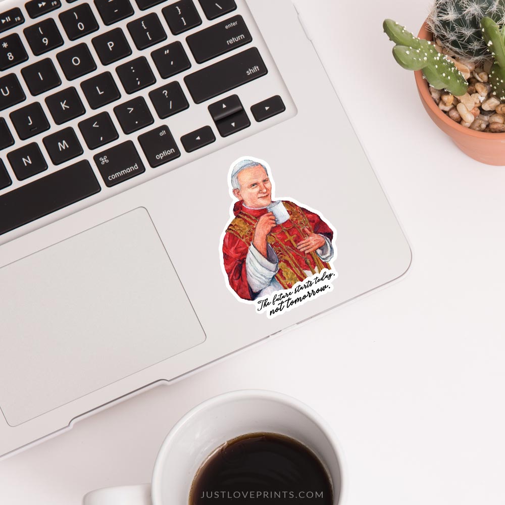 St. John Paul II &quot;Sipping with the Saints&quot; Vinyl Sticker