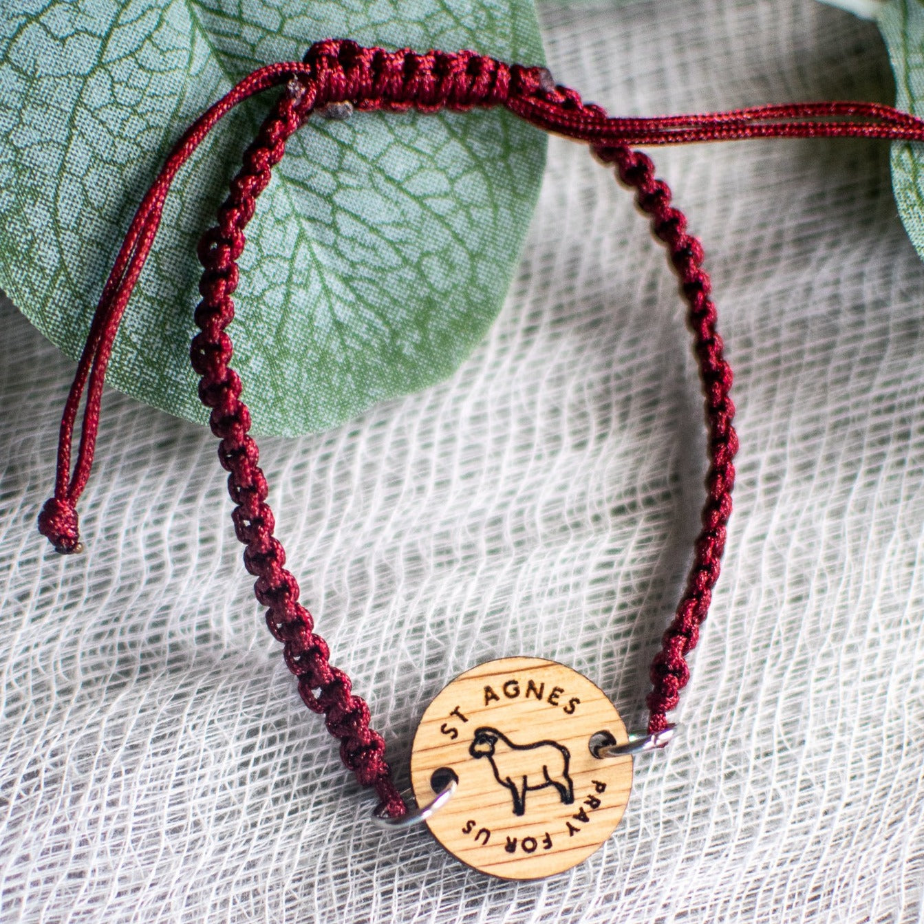 Wooden Saint Medal Bracelet (Adjustable)