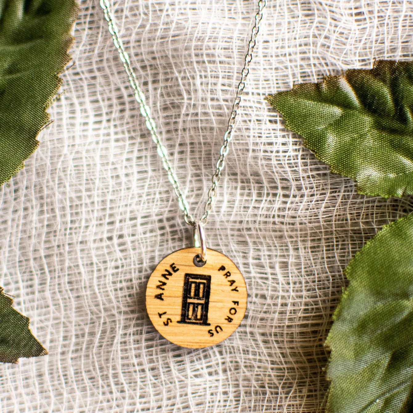 Wooden Saint Medal Necklace